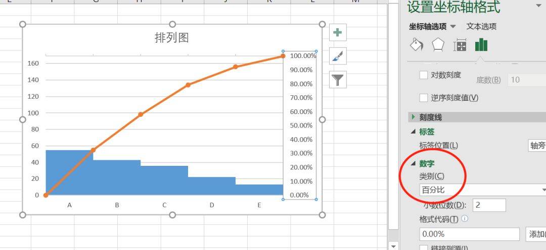 用excel做排列图