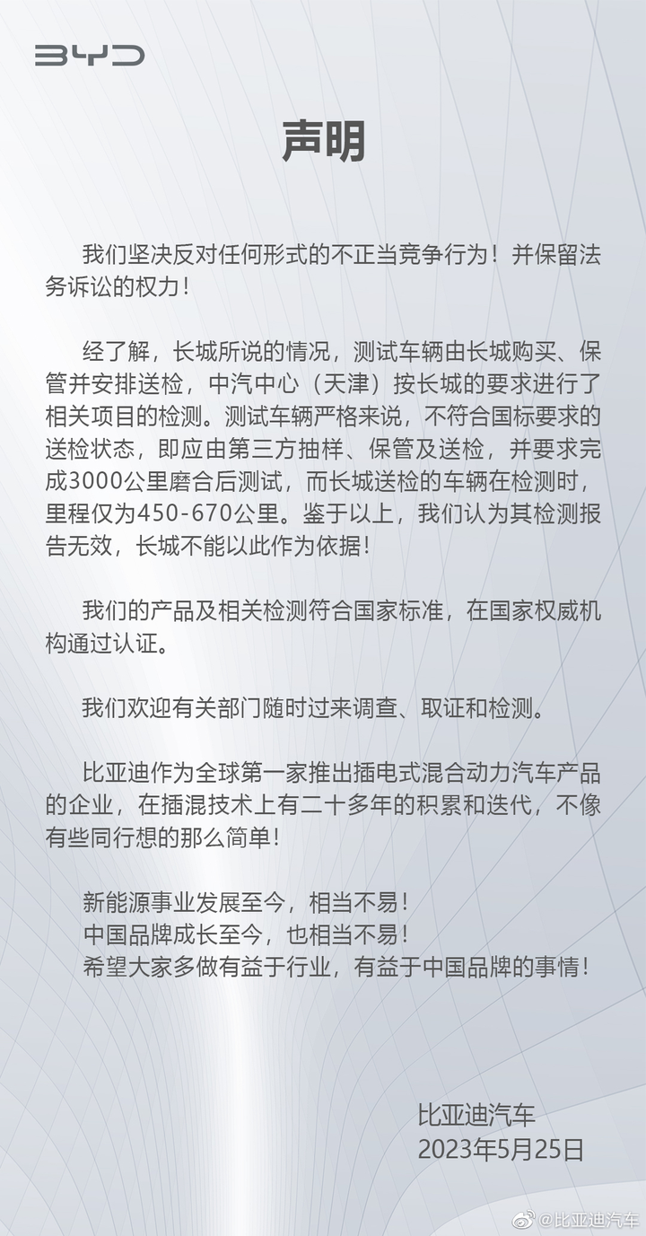 真实的商战!长城汽车公开举报比亚迪深度揭秘