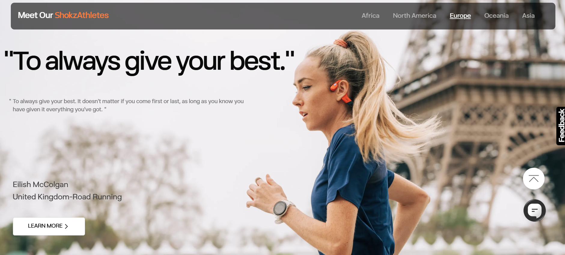 SHOKZ独立站中的运动员背书