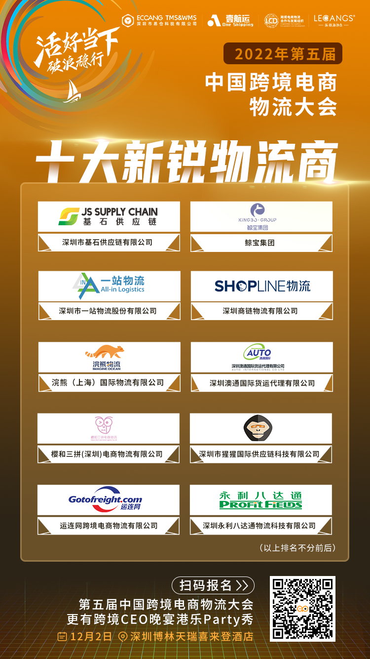 重磅公示！2022第五届中国跨境电商物流大会评选获奖名单出炉(中国跨境电商企业排名)